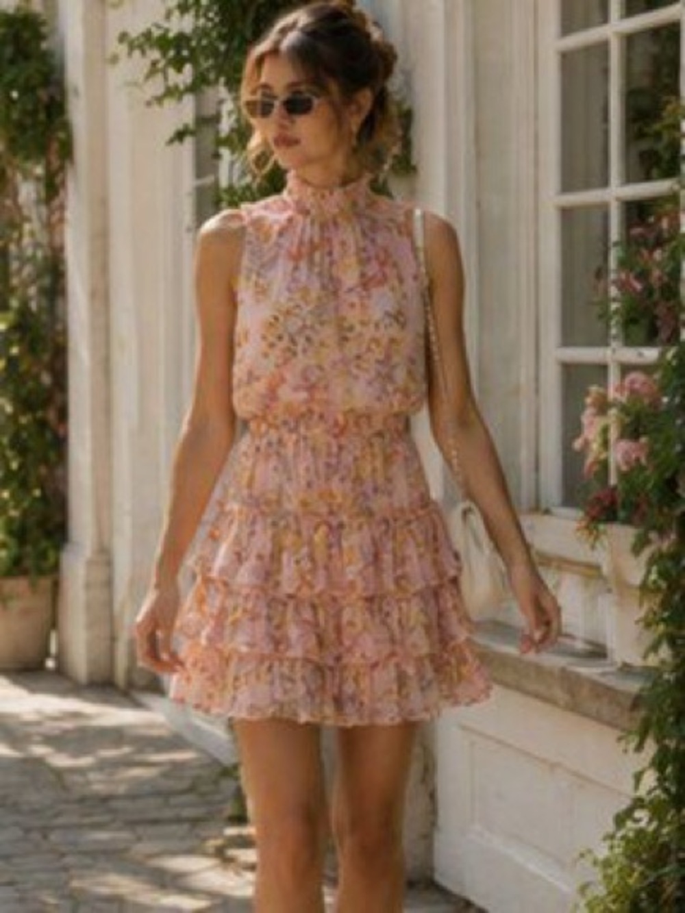 Sam & Jess Floral Ruffle Tiered Mini Dress | Size Small